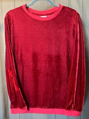 Comfort Corner Vintage Wine-Red Velour Long-Sleeve Sweatshirt, Size L